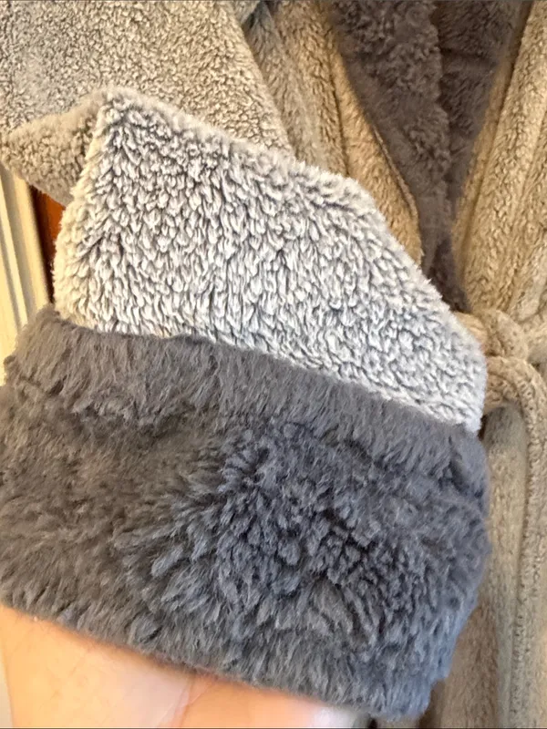 👘👘👘BOGOHO👘👘👘Plush Shawl Collar Women's Robe in Gray-Large - Image 6
