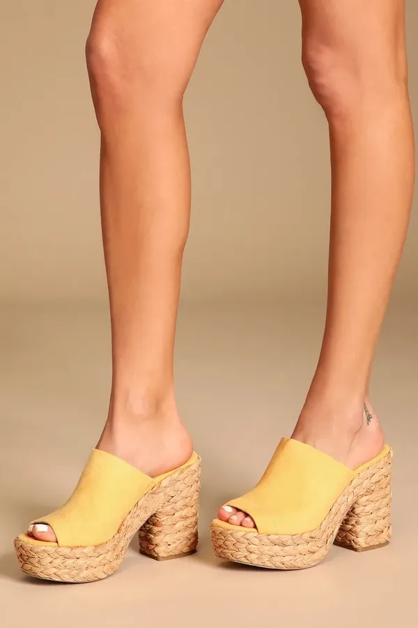 Lulus Ervyn Suede Raffia Platform Slide Sandals - Image 2