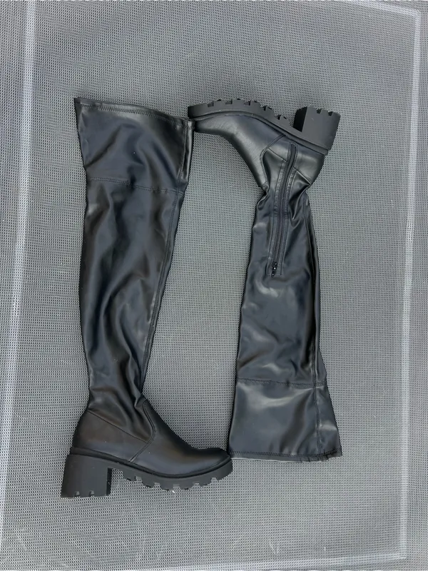 JUSTFAB • Black Jordane Lug Sole Over-The-Knee‎ Boots size 9 fall winter chunky - Image 3