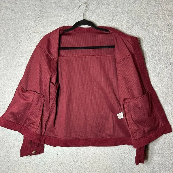 Corduroy Jacket Womens S‎ Red Rust Collared Long Sleeve Button Up Corduroy NEW - Image 4