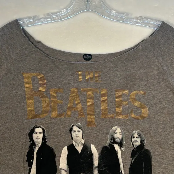 The Beatles Band Graphic Long Sleeve Off Shoulder Top Shirt Size‎ M - Image 4