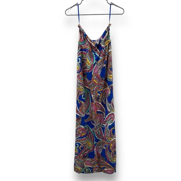 Banana Republic Factory Blue & Pink Multi Paisley Print Strapless Maxi Dress‎ 4 - Image 5