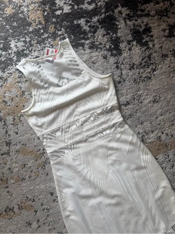 Material Girl White Sleeveless Maxi Dress with Geometric Texture - Image 5