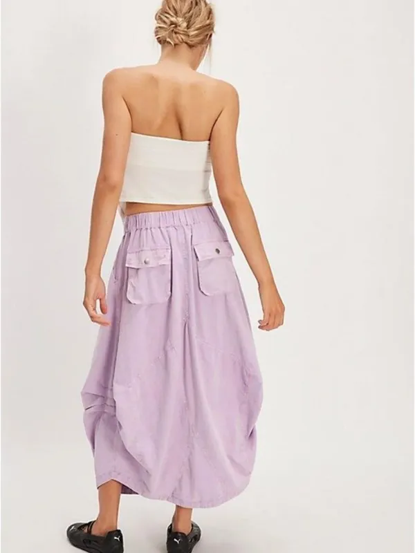 NWT Free People Willow Poplin Parachute Maxi Skirt in Pink Lavender Size S - Image 9