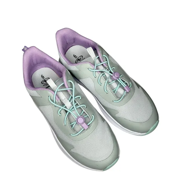 NWT Athletic Works Bungee Lace Jogger Sneakers Grey Purple Size 6 - Image 6