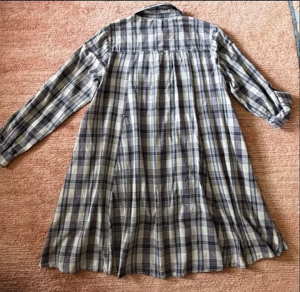Plaid Embroidered Rose Tunic Shirt Size M High Low Button Front Boho - Image 5