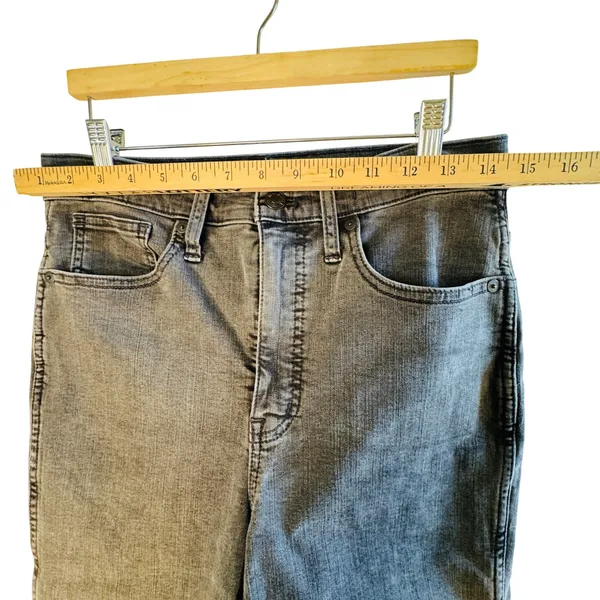 Madewell Stovepipe High Rise Straight Leg Jeans Faded Black Raw Hem 28‎ Grunge - Image 6
