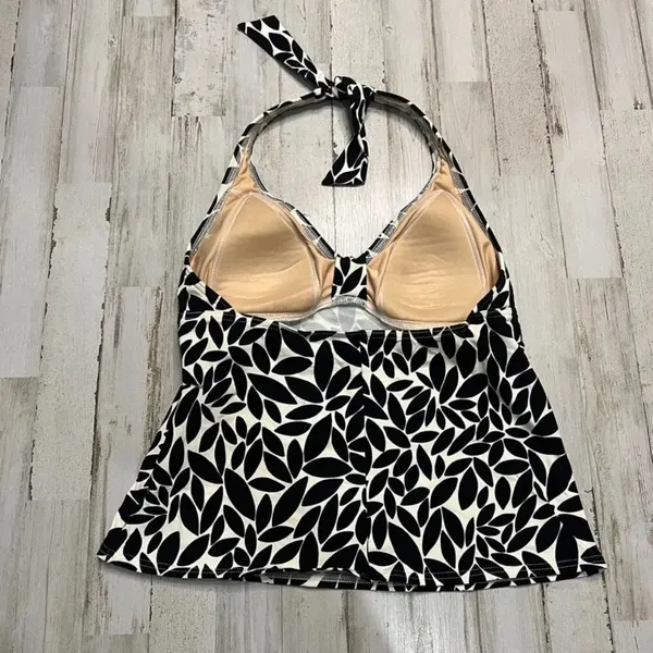 Lands'‎ End Women's Floral Halter Tankini Top Size 6 Black & White - Image 3