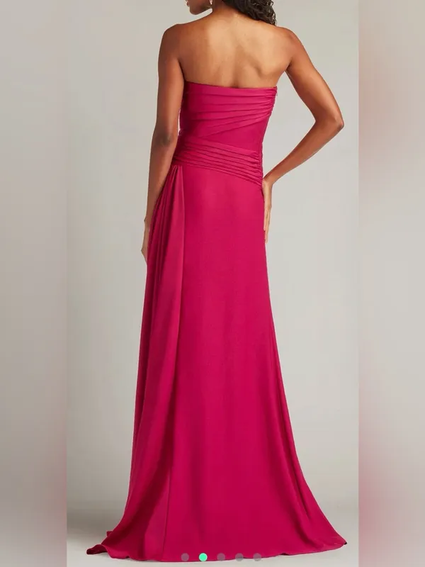 NEW Tadashi Shoji Cassera Strapless New Fuchsia Pink Draped Strapless Gown Sz 2 - Image 2