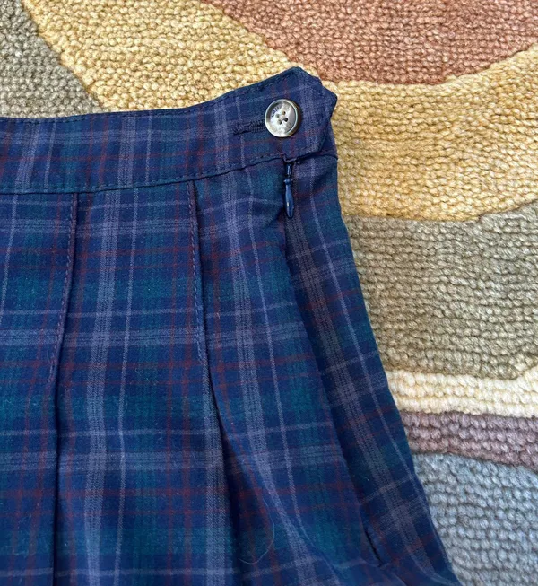 Outfitters Plaid Navy Green Pleated Skirt School Girl Skirt 6 - Image 2