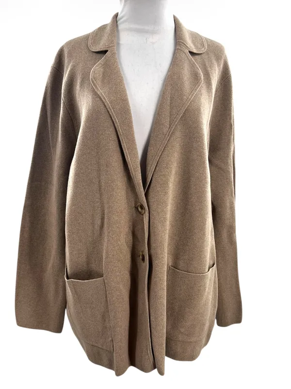 NWT J. Crew BS881 Two Button Sweater Blazer Heather Mushroom Tan Sz XL - Image 2