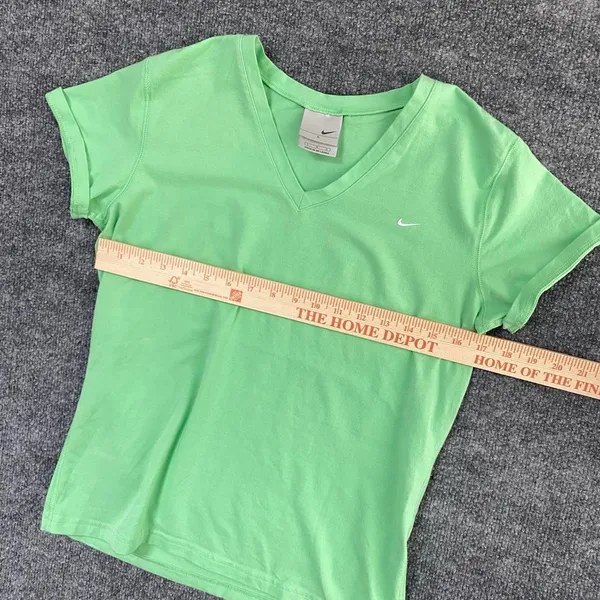 Vintage Nike Bright Green V-Neck Short Sleeve Tee Shirt Activewear Gym Y2k 2000s - Image 6
