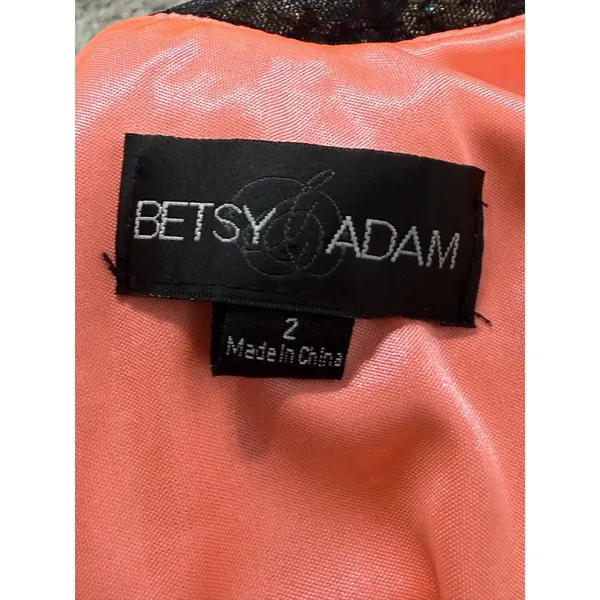 Betsy & Adam Maxi Dress Black Mesh Beaded Rhinestone Gown Sleeveless Crew Neck 2 - Image 12