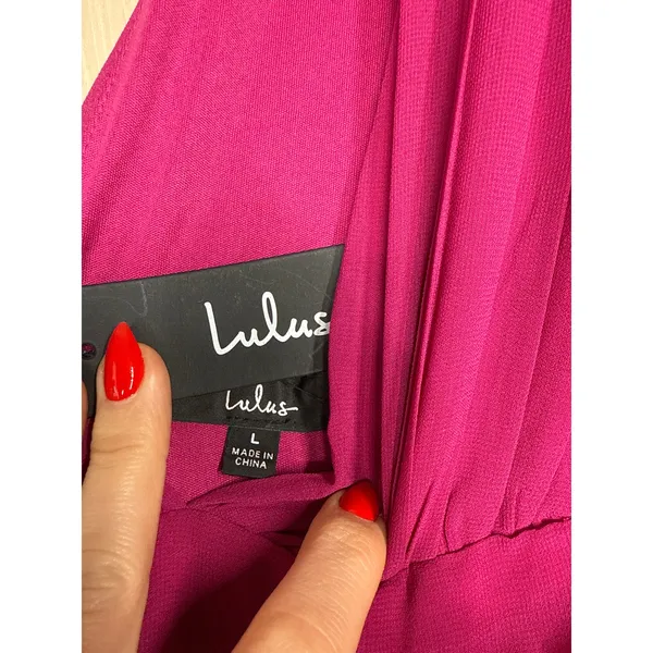 Lulus Heavenly Hues Magenta Maxi Dress Bridesmaid Gala Homecoming Party Large - Image 4