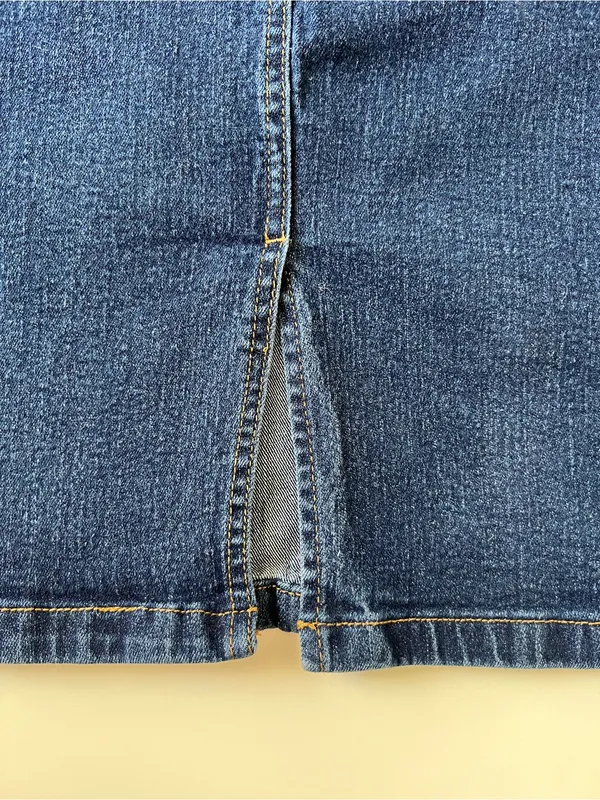 Hybrid & Company Plus Size 22 Stretch Denim Pencil Mini Skirt Dark Wash - Image 10
