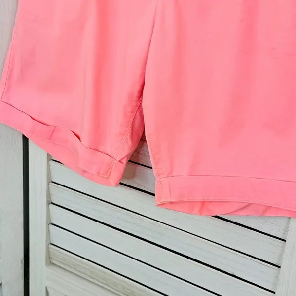 H&M Twill Cuffed Chino‎ Bermuda Shorts Neon Coral Size 6 Stretch - Image 4