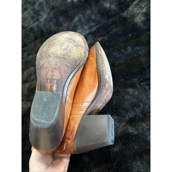 Frye Reina Western Ankle Boots Pointy Toe Cognac Brown Leather 8.5 B 8.5B - Image 5