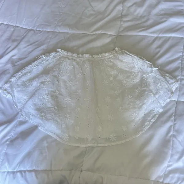Aerie Womens Small White Side Tie Eyelet Mini Floral Skirt‎ Summer Beach Flowy - Image 7