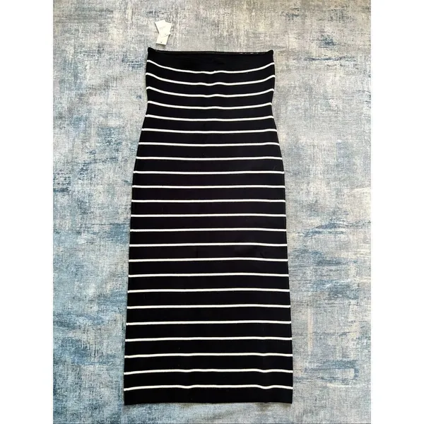 NWT! Abercrombie and Fitch Black White Strapless Midi Sweater Dress XL - Image 3