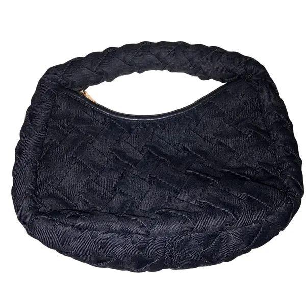 Urban Expression Denim Woven Top Handle Bag Dark Wash Blue Small Y2K Vegan - Image 4