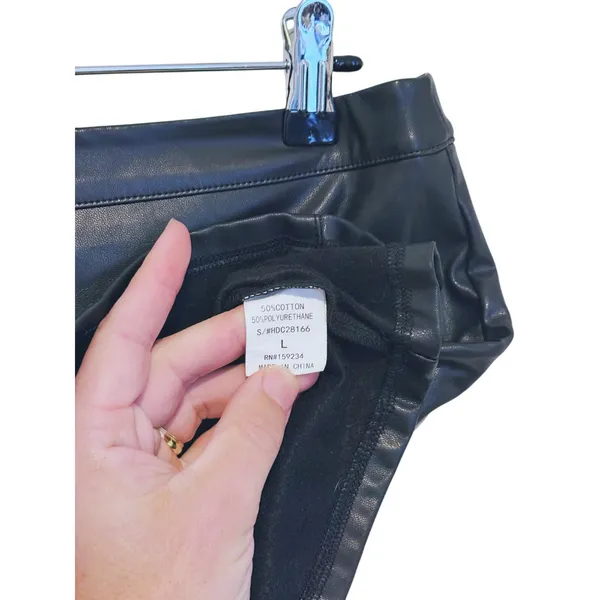 Hot & Delicious VTG Y2K Rhinestone Vegan Leather Micro Mini Skirt Pleated Large Black 90s Retro - Image 6