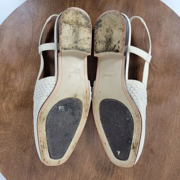 Corsina Louise Women Sandals Size 10 Cream Woven Closed Toe Slingback Mule Flats - Image 10