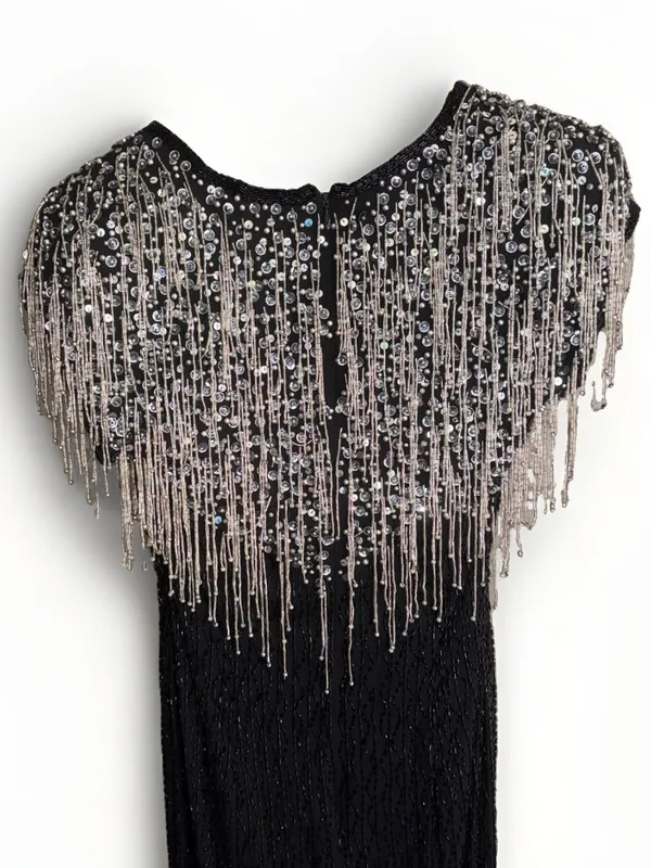 Alyce Designs Cascading Beads Formal Maxi Dress Gown 8 - Image 13