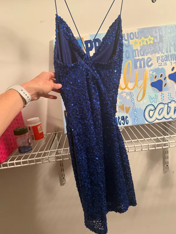 Sequin blue body con dress Size 0 - Image 2