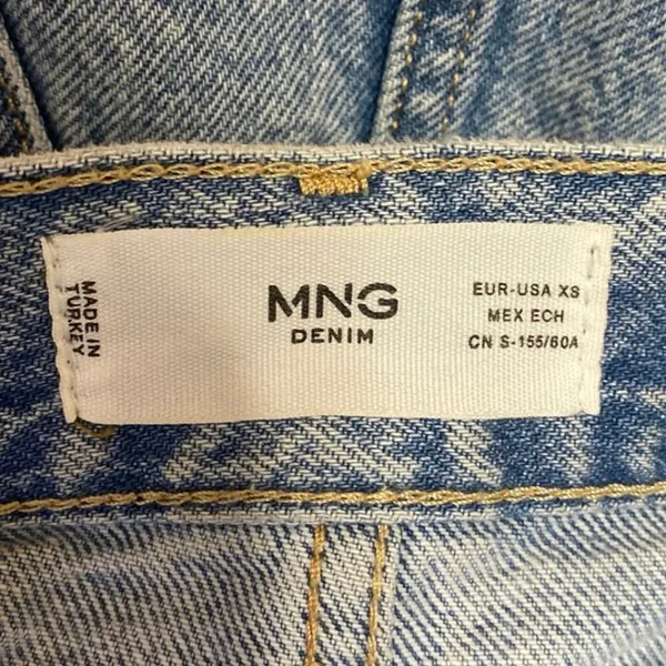 MNG Mango Blue High Waisted Slit Maxi Straight Pencil Denim Jeans Skirt Size XS - Image 4