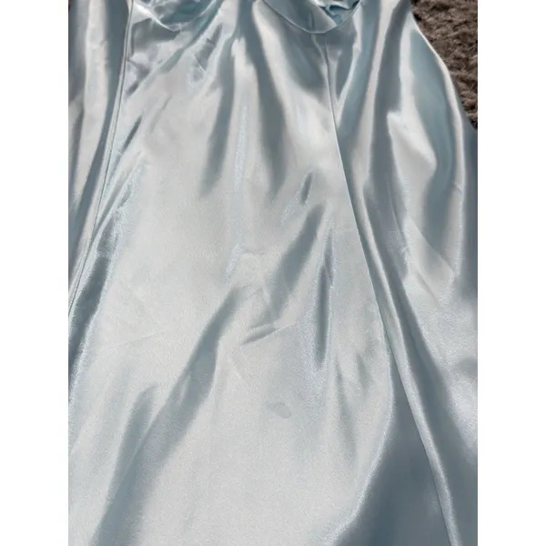 Y2K Secret Treasures Women’s Satin Slip Dress Nightgown Blue L Spaghetti Straps - Image 7