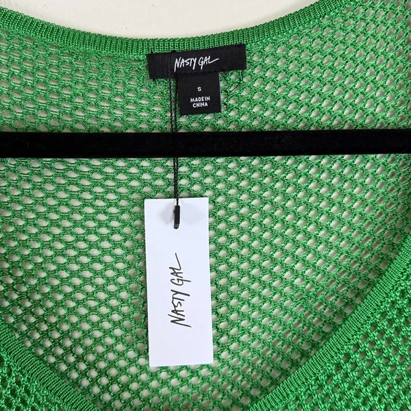 NWT Nasty Gal Crochet Net Green Cardigan in Green Size Small‎ - Image 3
