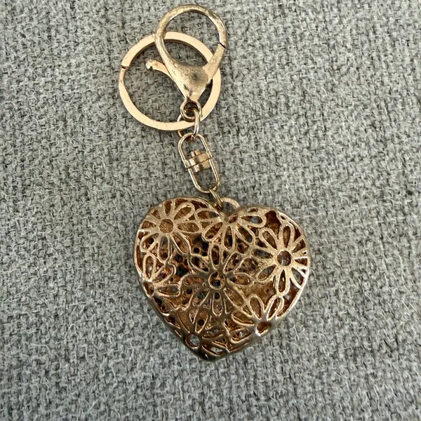 Gold Heart Keychain with Crystals - Image 2