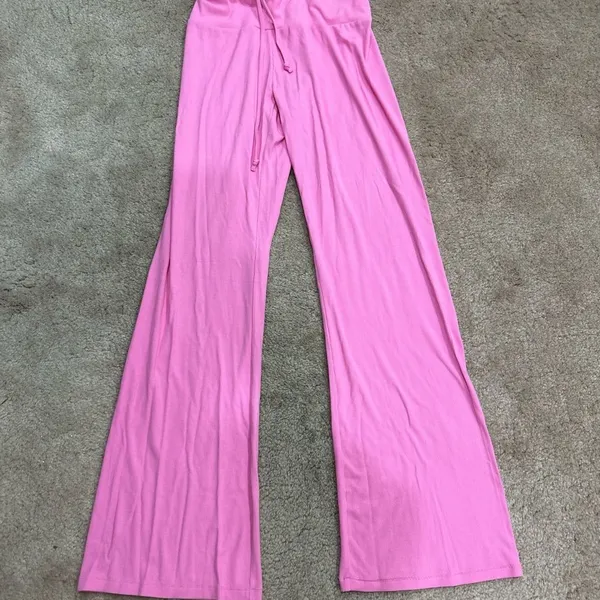 Women Skims Hot Pink Soft Lounge Ribbed Set Drawstring Pants and Tank in Blush - Image 7