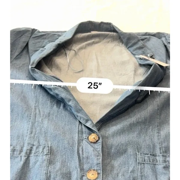 Time and Tru Chambray Blazer Jacket NWT Size XXL 20 Plus Size Light Blue - Image 8