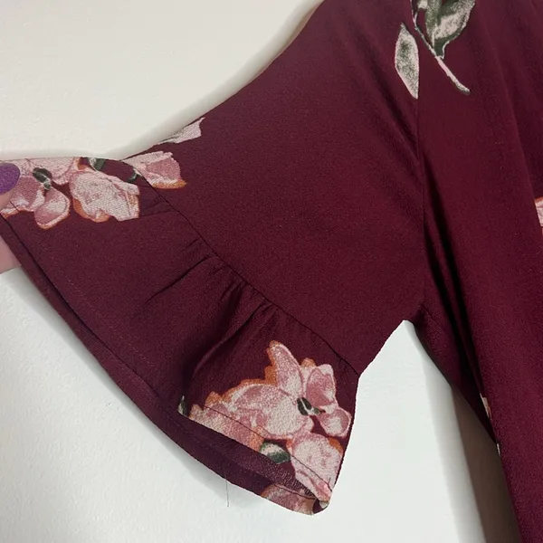 Lulus September Sunsets Burgundy Floral Maxi Wrap Dress - Image 7