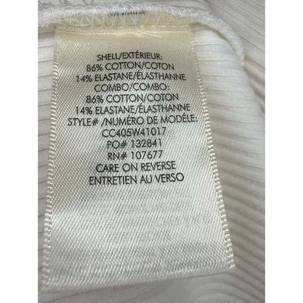 Alice & Olivia Woman’s White Black Ribbed Cropped Andre Tank Top Large Crew - Image 4