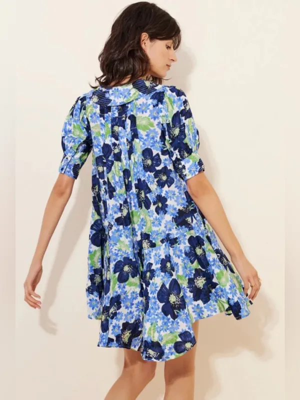 NWT Free People Moon Chaser Tiered Floral Puff Sleeve Collared Shift Minidress - Image 3