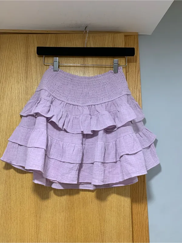 Olivaceous Two Piece Purple Ruffled Skirt Set - Size Small - Image 5