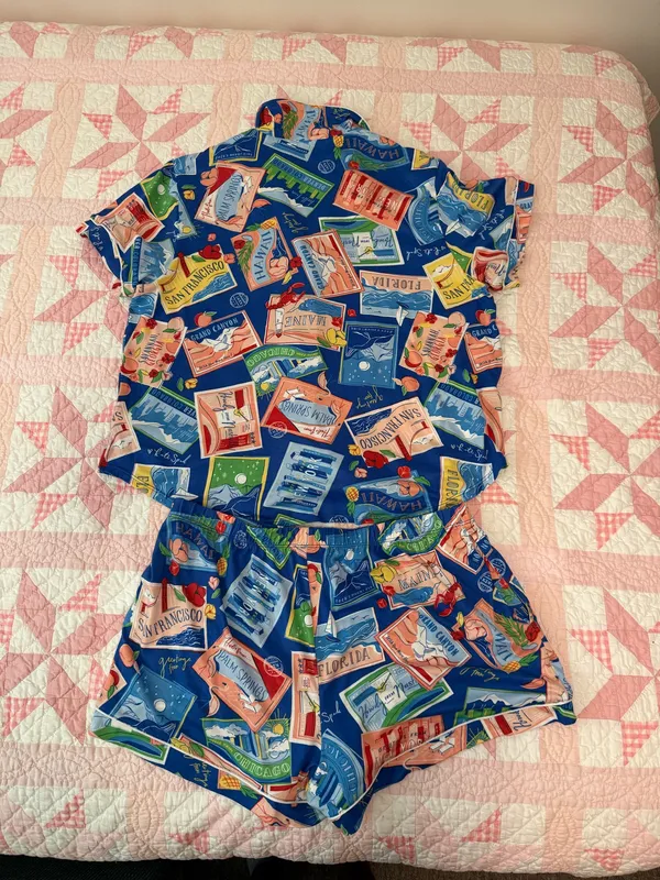 Kate Spade New York Short Sleeve Notch Boxer PJ Set (On The Road) Women's Pajama Sets - Image 4