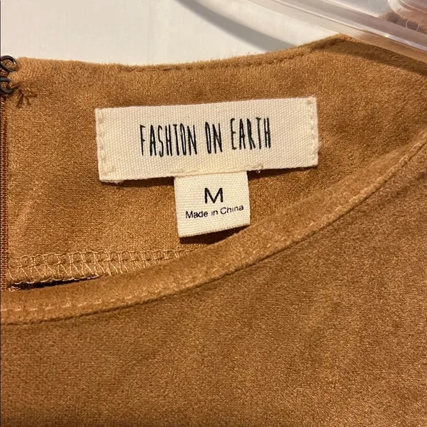 Fashion on Earth Brown Faux Suede Mini Dress 0315264 - Image 2