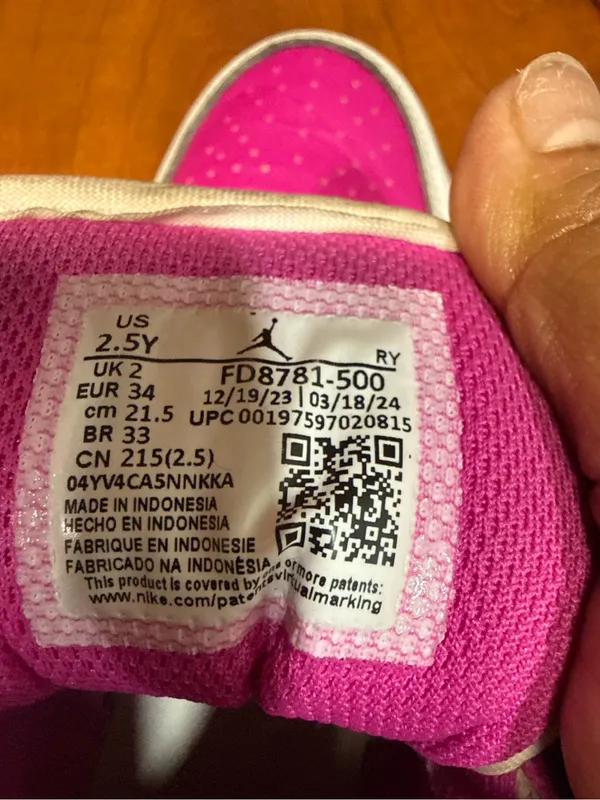 Nike Air Jordan 1 Mid Youth Size 2.5Y / Women’s 4 Pink White Sneakers - Image 4