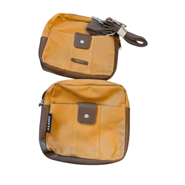 Riffty Small Crossbody Travel Duffle Bag Vintage Carry On Leather Canvas Shoulde - Image 6