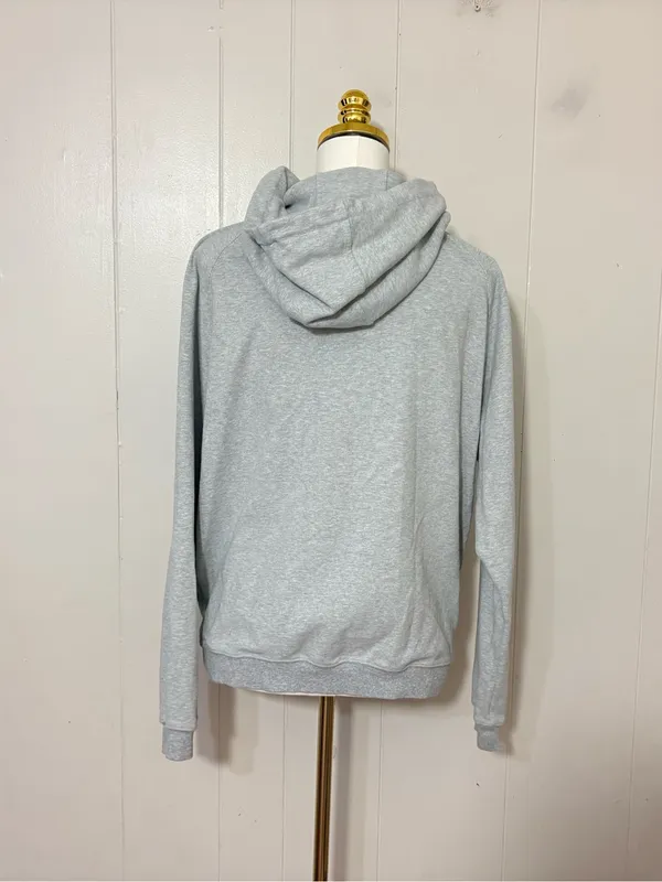 P’Tula Heather Gray Full Zip Athletic Hoodie XS Logo Zip Up Sweatshirt - Image 6