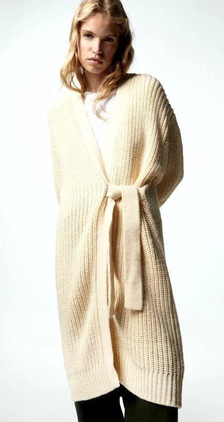 ZARA Chunky Wrap Front Knit Cardigan - Image 3