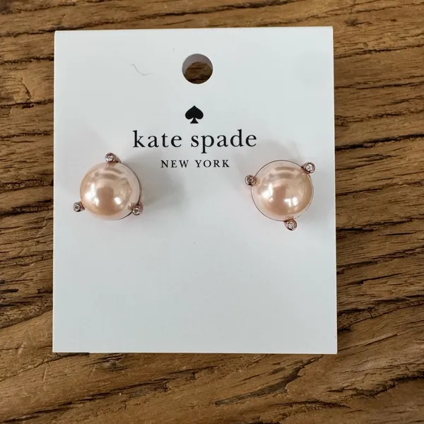 NEW Kate Spade Rise and Shine Pearl Studs ~ Blush - Image 4