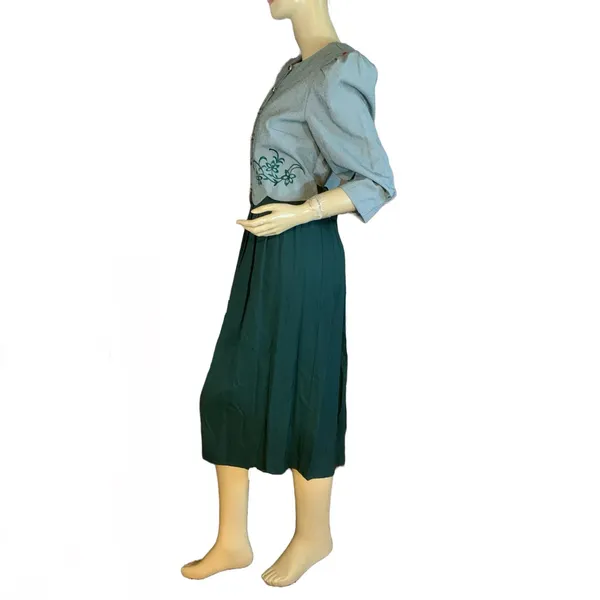 Miss Dorby Vintage 1990'S Green & White One Piece Dress With Tie Back Belt (6p) - Image 4