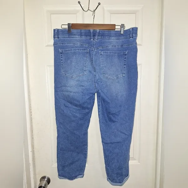 Denim Blue High Rise Embroidered Jeans - Image 5