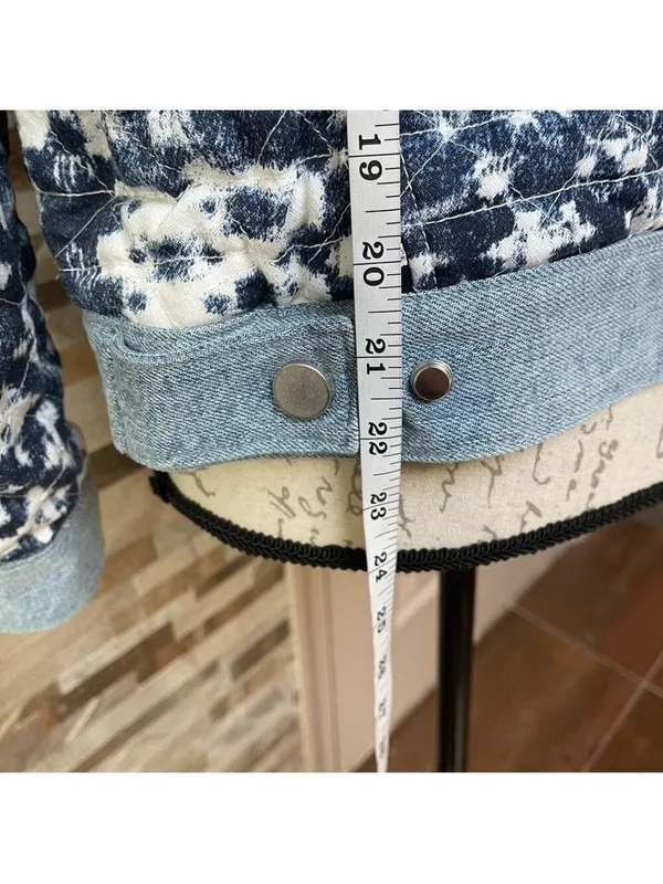 BLANK NYC Anthropologie Reversible Patchwork Denim cotton Jean Jacket XS fits M - Image 12