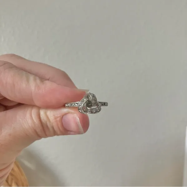 Love Knot Silver Diamond Ring Vintage Bow Pave Inset Promise Engagement Classic Jewelry - Image 12