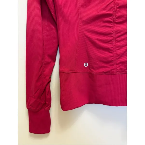 Lululemon In Flux Jacket Reversible Full Zipper Hooded in Cranberry Red Size 6 - Image 6